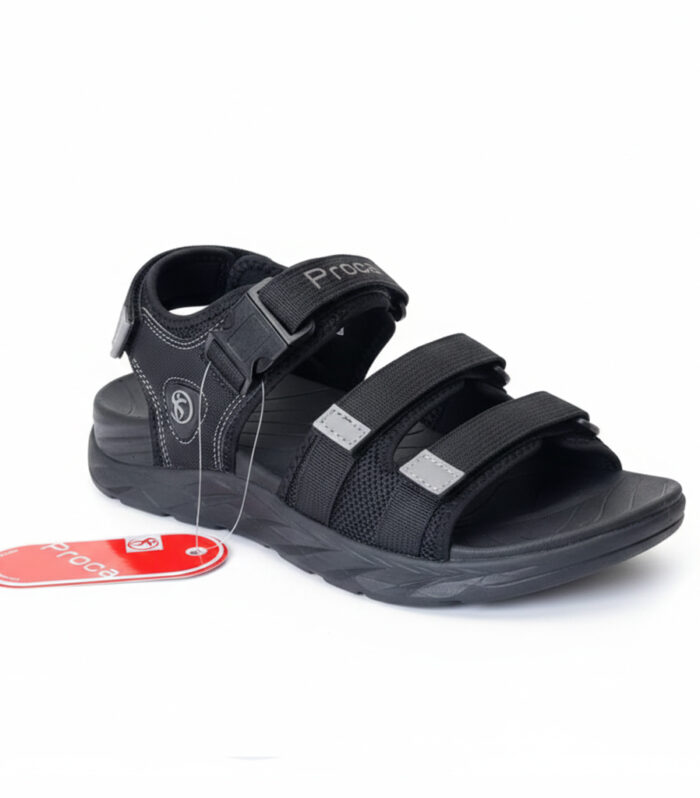Men's Triple-Strap Athletic Sports Sandals - Adjustable Black Utility Sandals (Copy)