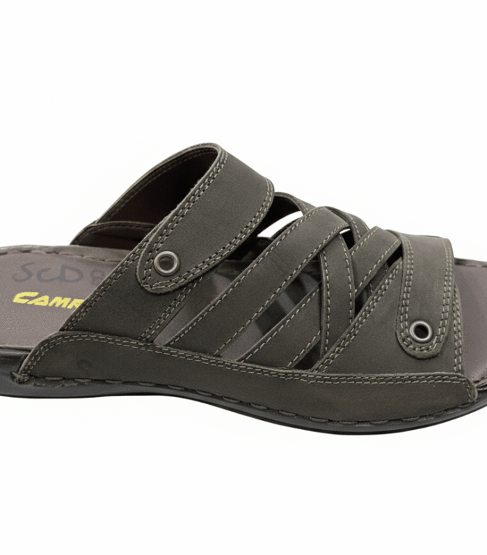 Men’s Genuine Leather Cross-Strap Sandals – Comfort Massage Footbed