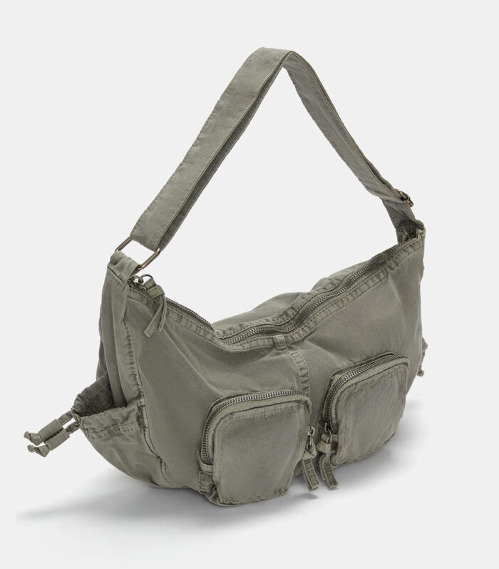 Canvas half-moon shoulder bag